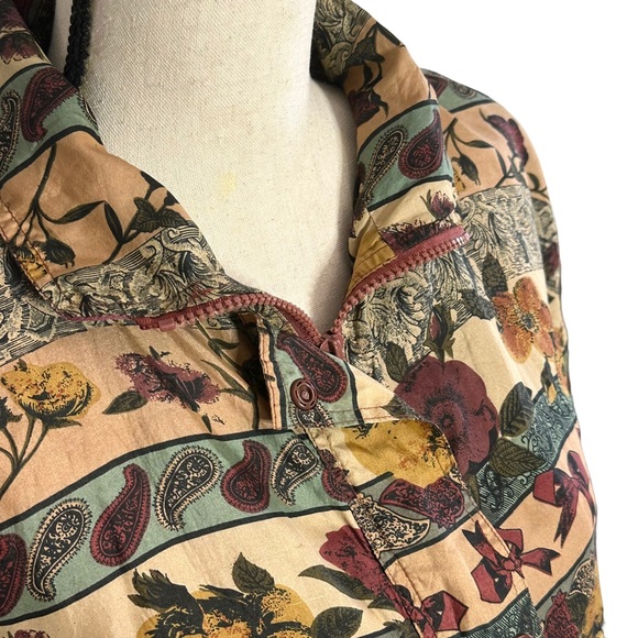 Details Sportswear Jacket S Paisley Floral Silk Vintage - Picture 3 of 8